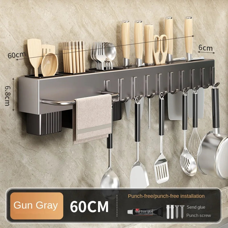 Tool-free Kitchen Shelf, Canada kitchen Accessories, Multifunctional Wall-mounted Chopstick Holder, Storage for Knives and Tools