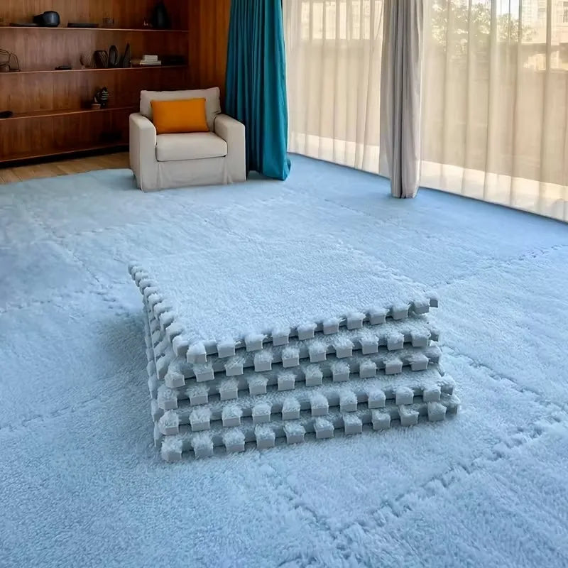 Modern Minimalist Plush Square Floor Mat USA Non-Slip BPA-Free Washable Rug for Living Room, Bedroom & Office Decor