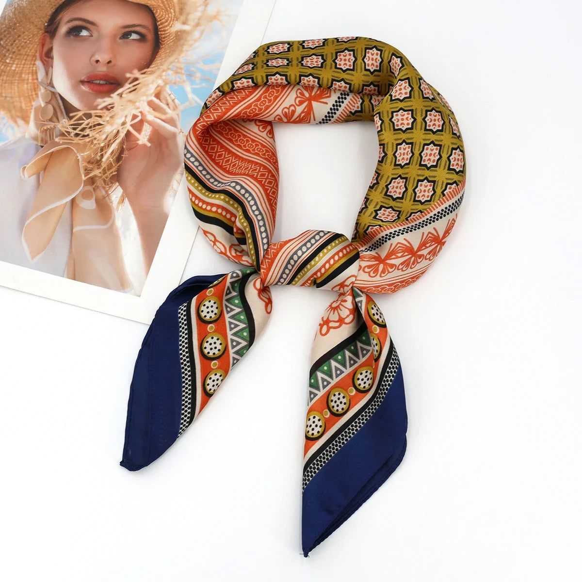 Luxury Design Print Silk Square Scarf Canada Women Soft Satin Horse Hairband Neckerchief Office Hijab Headband Foulard Bag Ribbon Gift