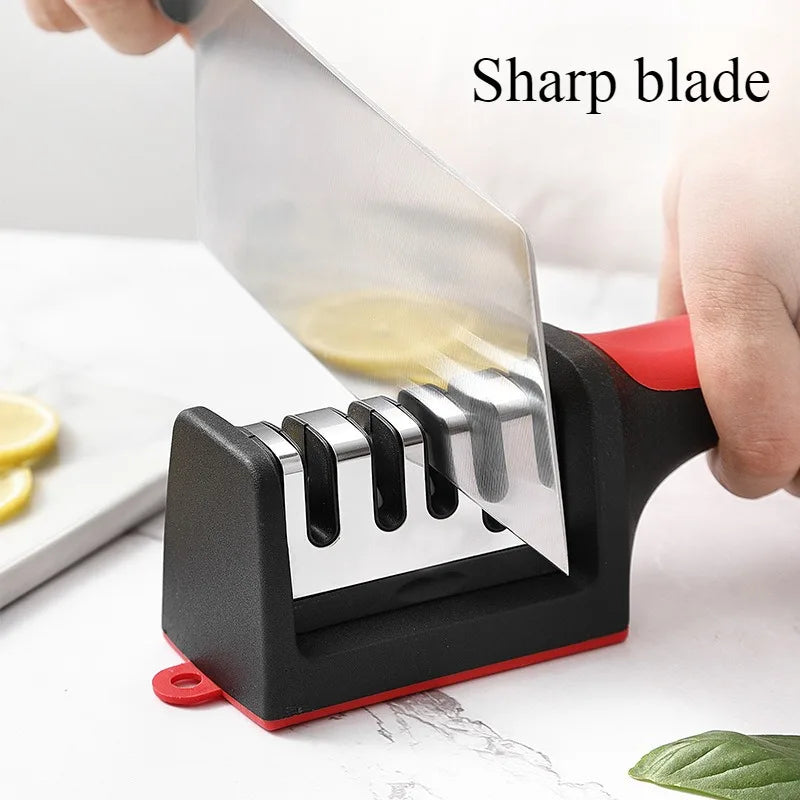 Knife Sharpener Kitchen Multifunctional Handheld Fast Sharpening Stone Three-stage Cutting Knife Kitchen Supplies