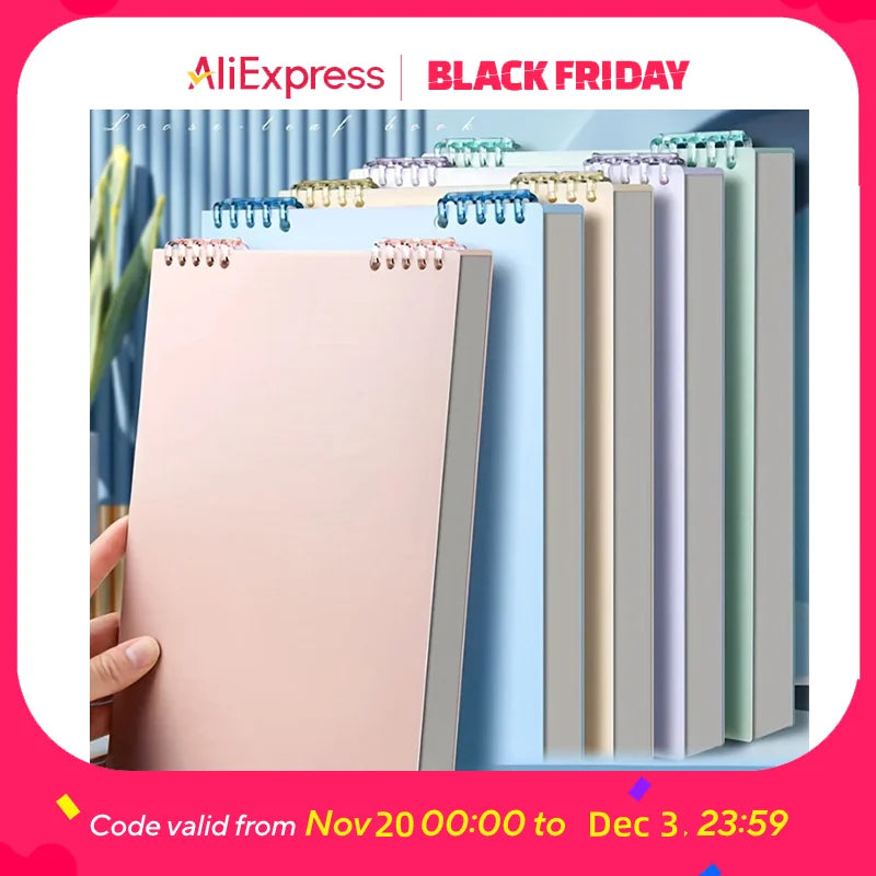 Refillable Spiral USA Notebook - Top-Flip Binding, Detachable Pages, A5 Lined Journal for Students