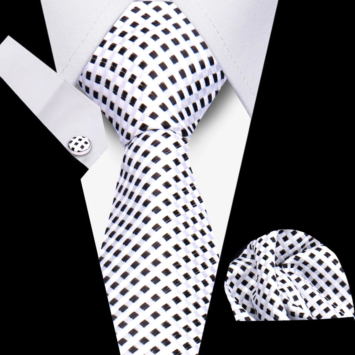 Men’s Business Necktie Set Canada Classic Plaid Cufflinks Handkerchief for Suit Wedding High-Quality 3PCS Tie Set Formal Gravata