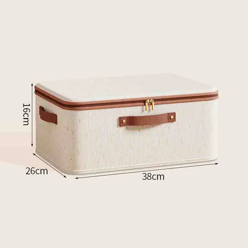 Non-Woven Linen-cotton Zipper Storage Boxes Fabric Clothing Storage Bags For Bedroom Closet Organization Include Good Helpers