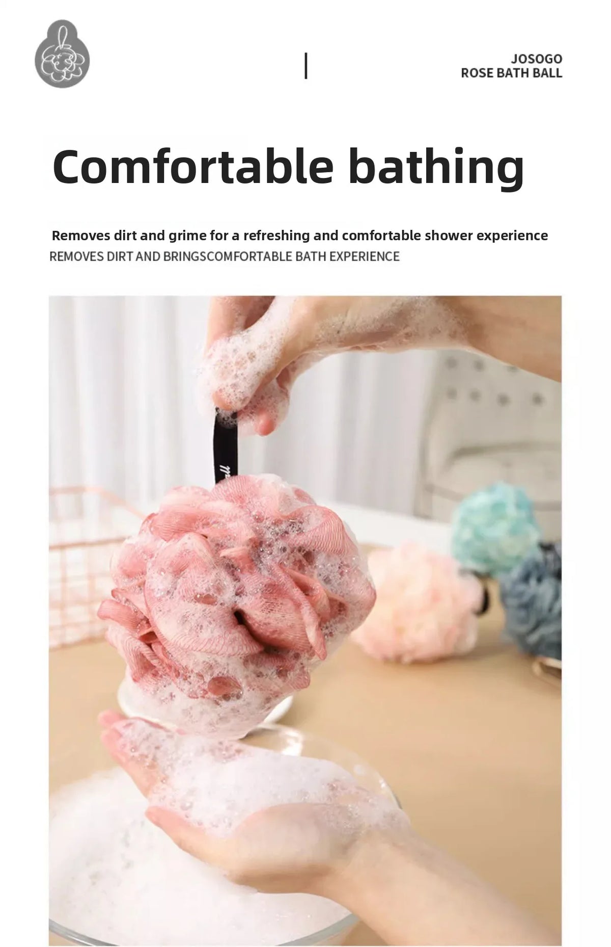 1/3PCS Durable Loofah Bath Sponge USA No-Loose-Petals Premium Body Shower Ball for Women’s Daily Bathing & Bathroom Use