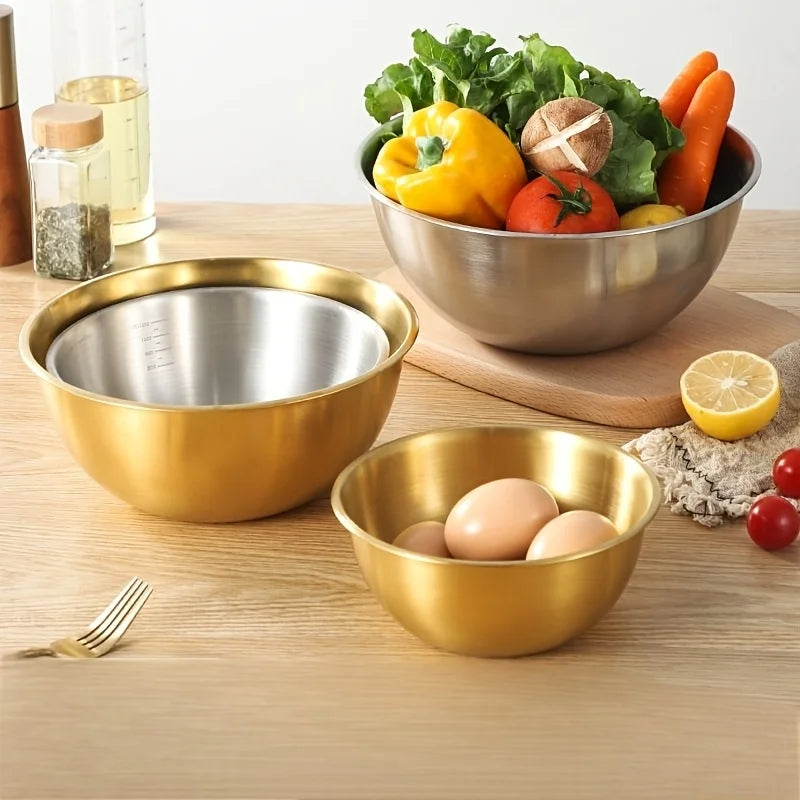 3PCS Stainless Steel Mixing Bowls Set Canada Large Salad Bowls Dough Kneading Kitchen Accessories Cocina Accesorios Home Items