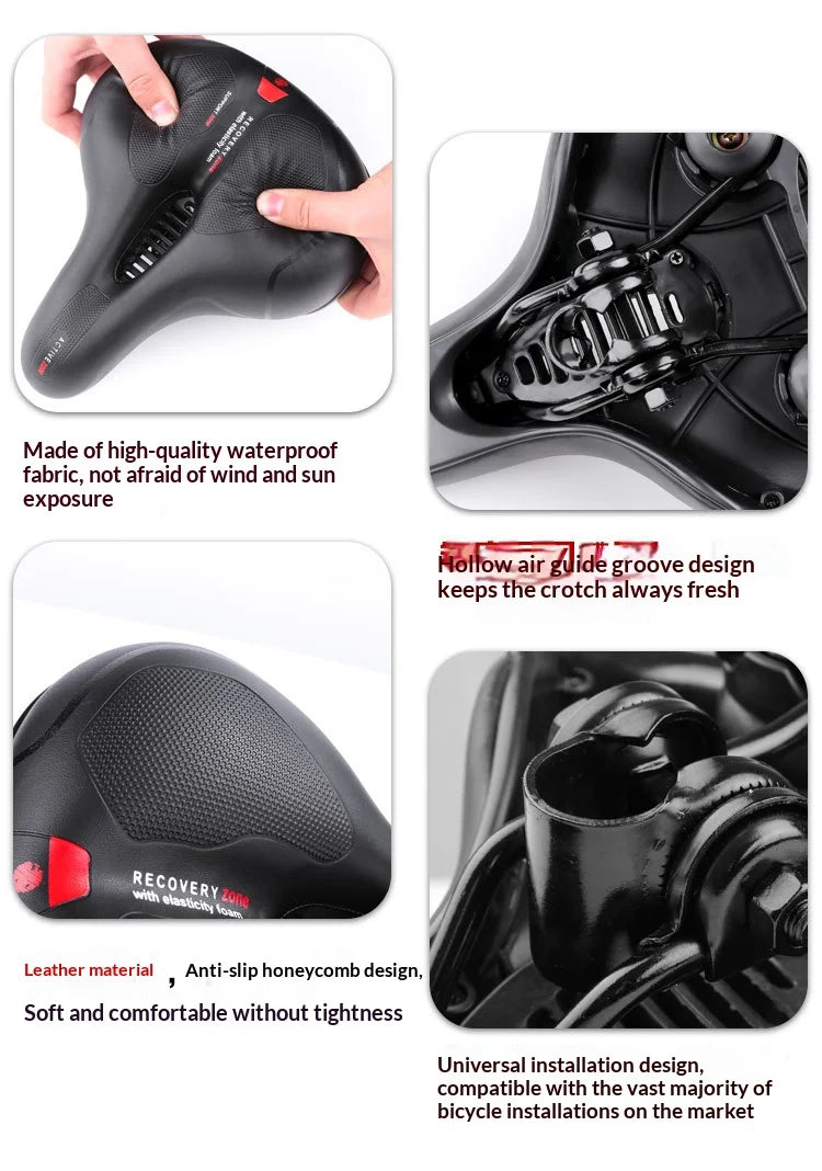 Oversized Comfort Bike Seat Extra Wide Thick Soft Bicycle Saddle Shock Absorbing Cushion for MTB Cruiser Cycling Accessories