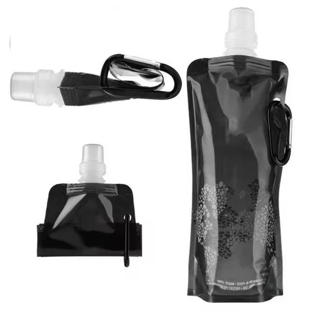 500ML USA Portable Ultralight Foldable Silicone Folding Water Bottle Water Bag Outdoor Sport Supplies Hiking Camping Soft Flask Bag