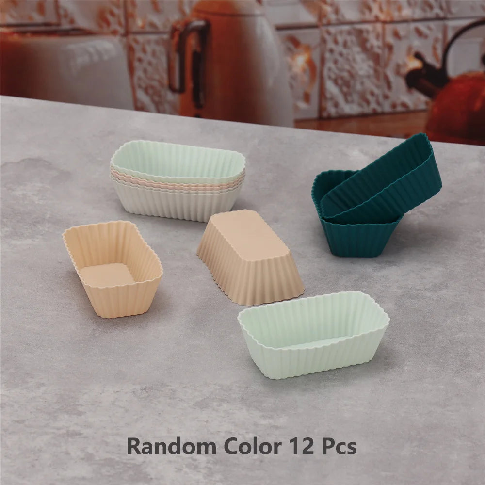 12PCS Silicone Cake Mold Set USA Round Muffin & Cupcake Baking Molds for Kitchen Cooking, DIY Cake Decorating & Bakeware Tools