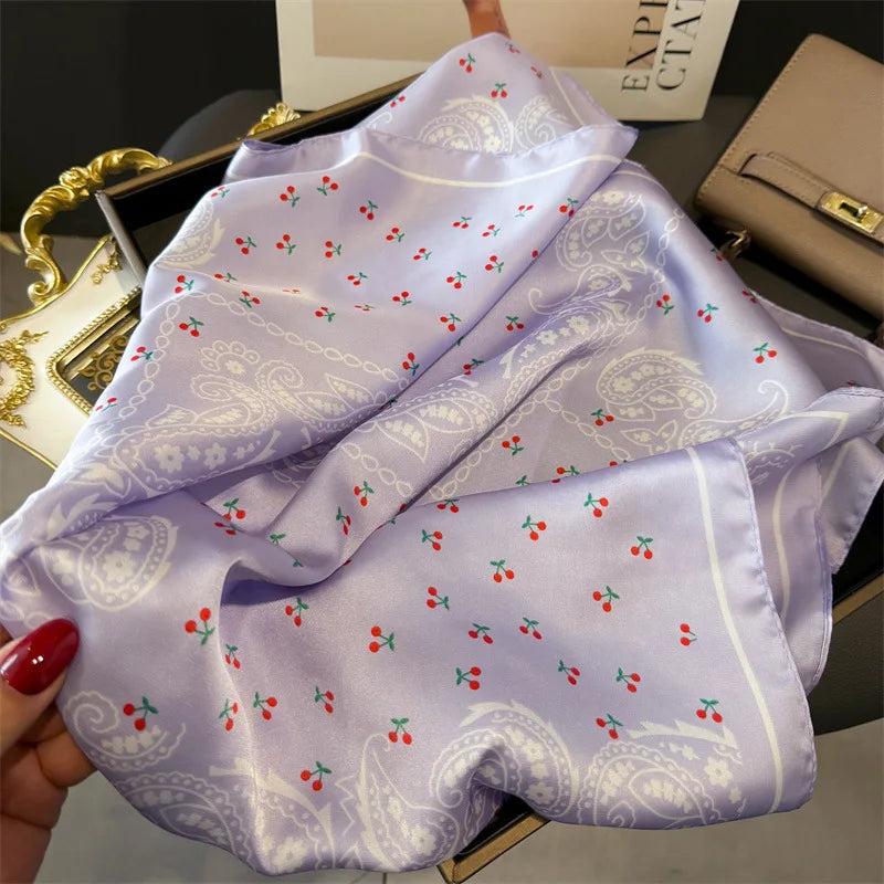 Print 70cm Silk Satin Headscarf Canada Women Luxury Design Neck Tie Scarf Hair Hand Wrist Foulard Shawl Bandana