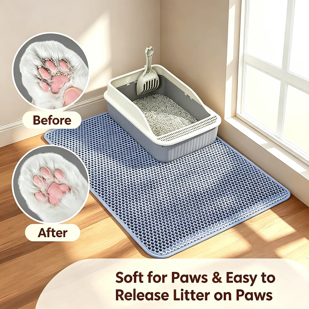 USA Cat Litter Mat Double Layer Pet Non Slip Big Pet Litter Box Filter MatWear Resistant Waterproof Anti-slip Cat Litter Mat