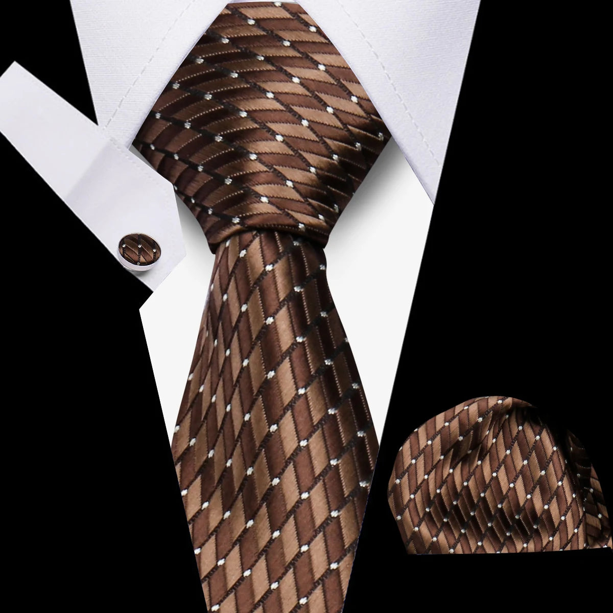 Men’s Business Necktie Set Canada Classic Plaid Cufflinks Handkerchief for Suit Wedding High-Quality 3PCS Tie Set Formal Gravata