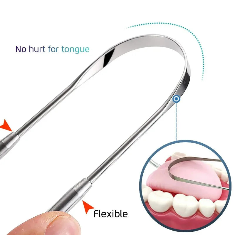1/2/4 Pcs Reusable Stainless Steel Tongue Scraper Canada Cleaner Fresh Breath Oral Hygiene Care Tool