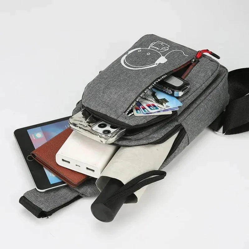 New Casual Fashion Chest Bag USA Men’s Shoulder Crossbody Bag Korean Cycling Backpack Trendy Portable Hand Bag for Men