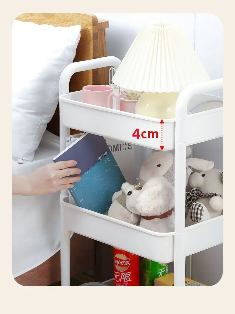 USA Four wheel rolling storage cart, mobile snack box and bathroom organizer, easy to assemble frame
