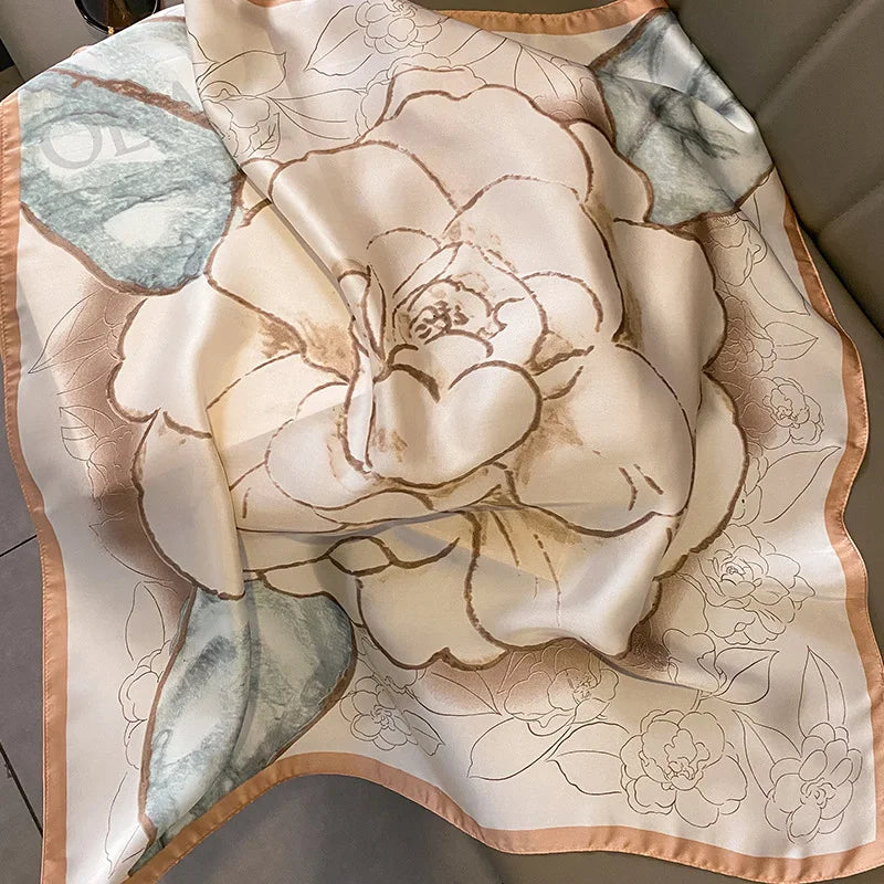 Luxury Design Print Silk Square Scarf Canada Women Soft Satin Horse Hairband Neckerchief Office Headband Foulard Bag Ribbon Gift