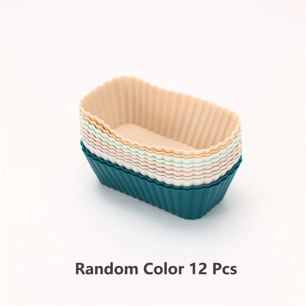 12PCS Silicone Cake Mold Set USA Round Muffin & Cupcake Baking Molds for Kitchen Cooking, DIY Cake Decorating & Bakeware Tools