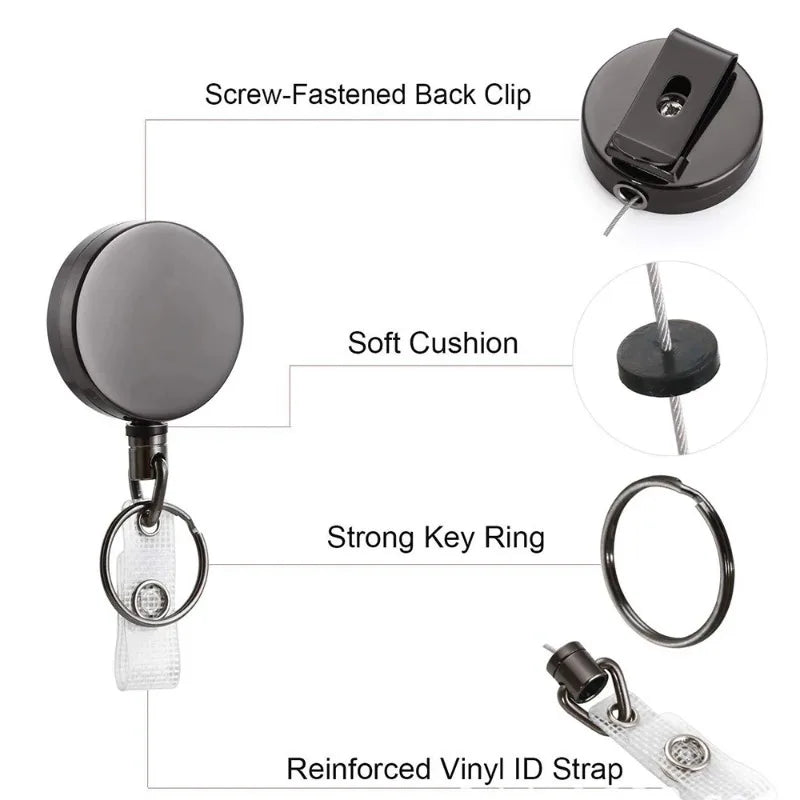 USA Wire Keychain Pull Recoil Sporty Key Ring Retractable Keyring Anti Lost ID Card Holder Telescopic Burglar Chain Organizer