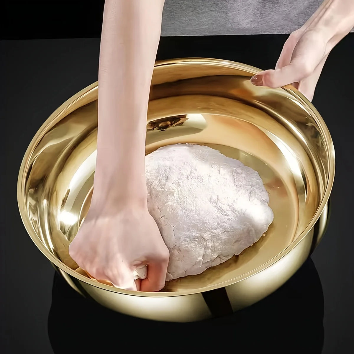 Golden Stainless Steel Mixing Bowl Canada Corrosion-Resistant Bowl for Kneading Dough, Eating Noodles & Washing Vegetables