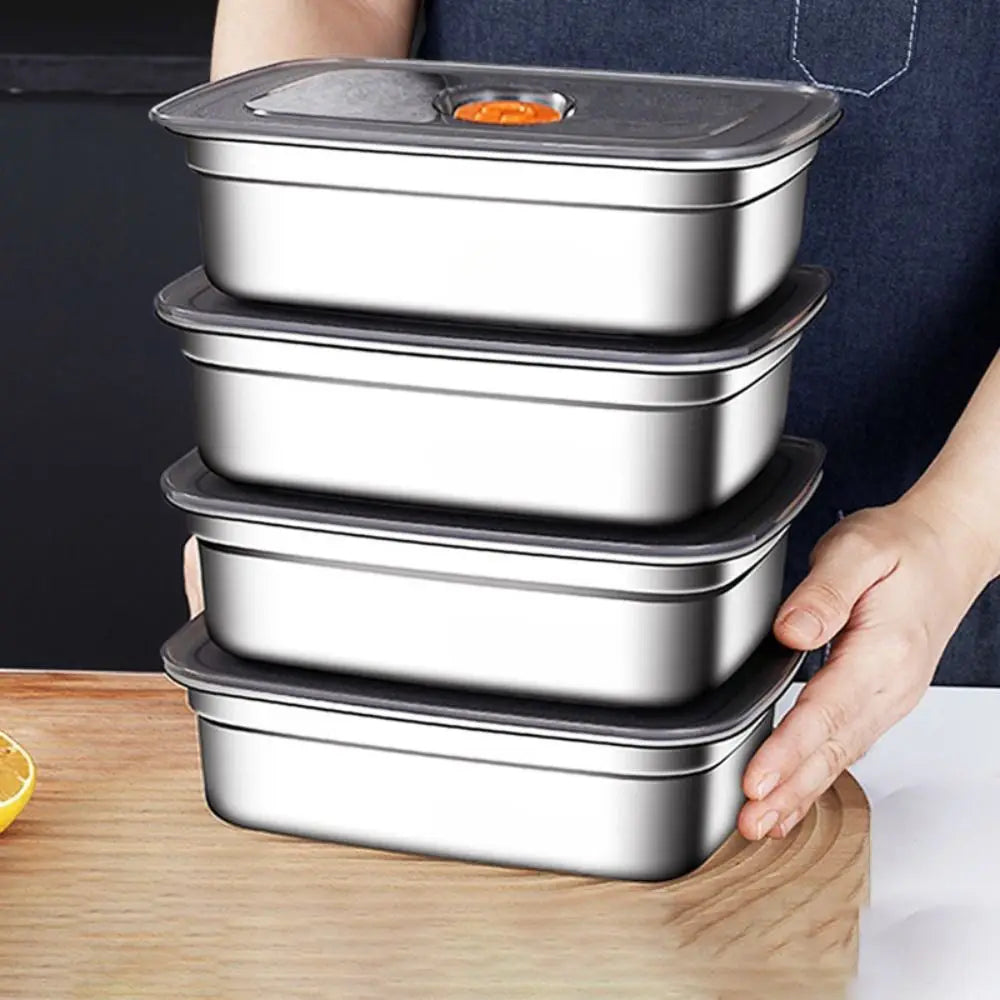Stainless Steel Camping USA Lunch Box Sealed Microwave Suitable Bento Box Leak-proof Large Capacity Refrigerator Freezer Storage Box