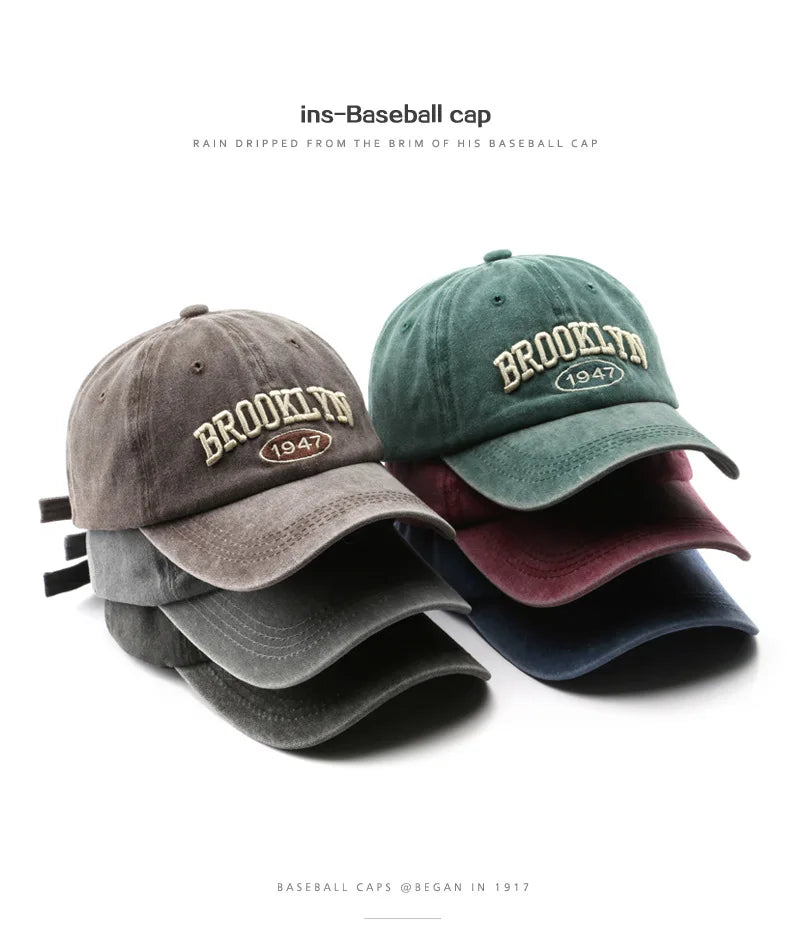 Retro Brooklyn Letter Embroidery Baseball Cap Canada Spring Summer Men Women Cotton Adjustable Casual Hip Hop Streetwear Sun Hat