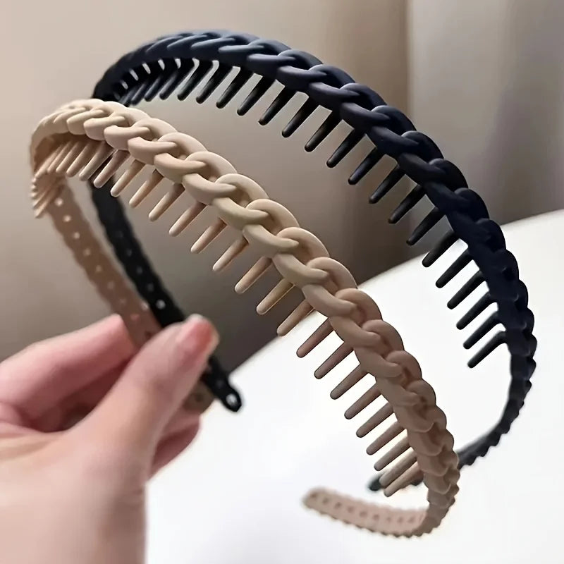 1/2PCS Solid Color Women’s Face Wash Headband USA High-End Anti-Slip Hair Band with Textured Strips for Skincare & Makeup