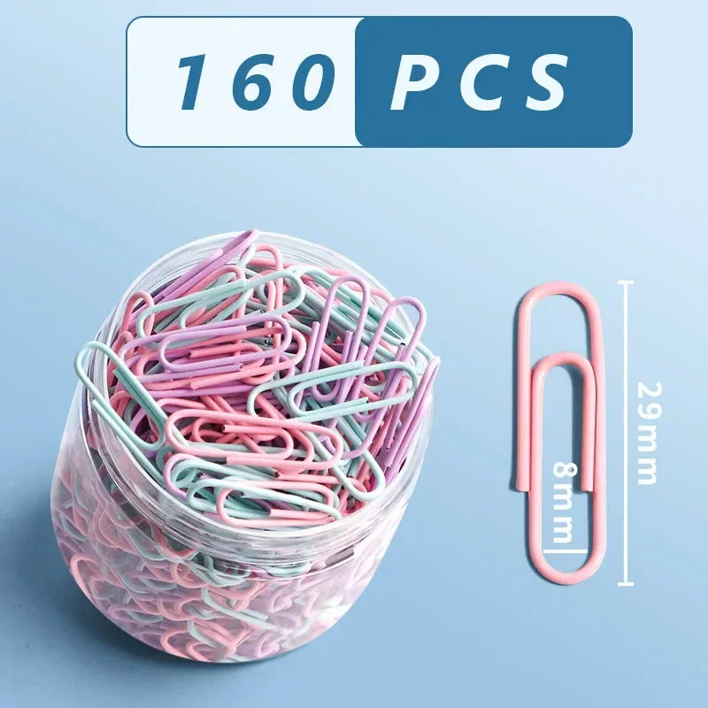 160PCS Colorful Paper Clips USA Large File & Bookmark Clips, Stainless Steel Office Stationery Paper Clip Organizer for School & Office Use