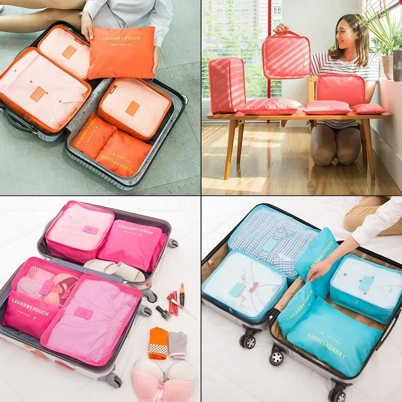 6PCS/Set Travel Storage Bags Canada Pink/Blue/Grey Large Capacity Waterproof Luggage Clothing Underwear Storage Bags with Zipper