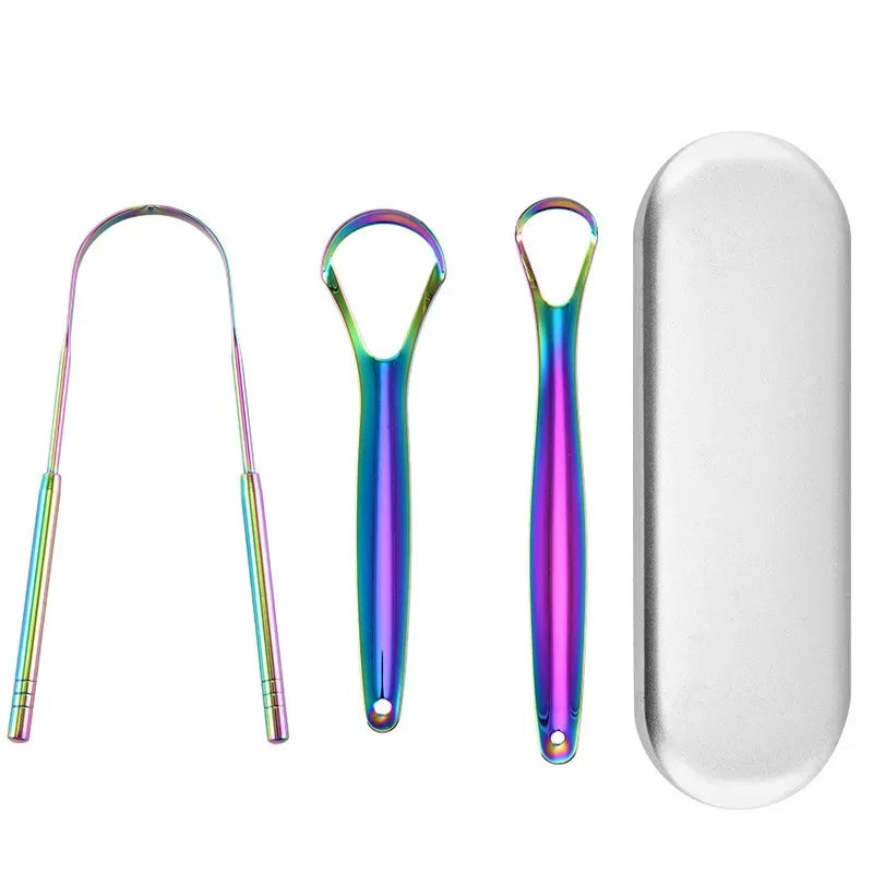 1/2/4 Pcs Reusable Stainless Steel Tongue Scraper Canada Cleaner Fresh Breath Oral Hygiene Care Tool