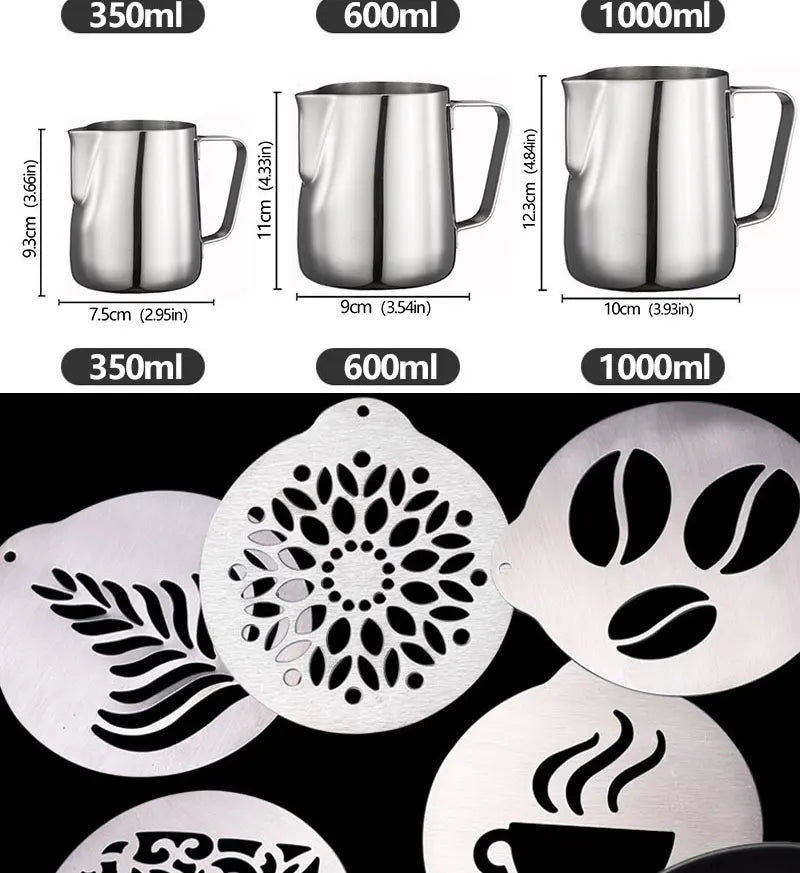 Stainless Steel Milk Frother Jug Canada Coffee Milk Frothing Pitcher Measurement Jug Espresso Barista Tool Coffee Accessories