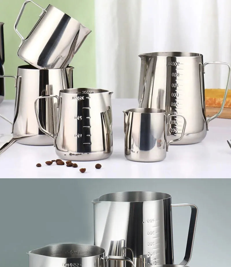 Stainless Steel Milk Frother Jug Canada Coffee Milk Frothing Pitcher Measurement Jug Espresso Barista Tool Coffee Accessories