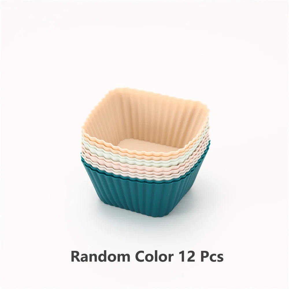 12PCS Silicone Cake Mold Set USA Round Muffin & Cupcake Baking Molds for Kitchen Cooking, DIY Cake Decorating & Bakeware Tools