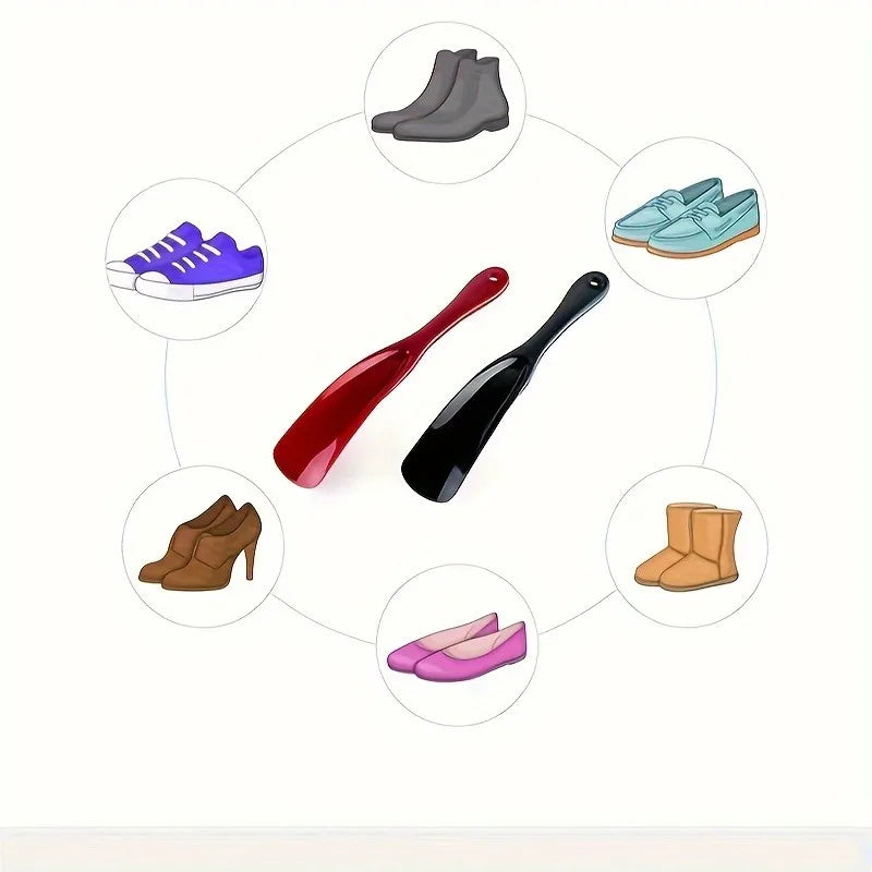 2PCS Unisex Long-Handle Shoe Horns USA Portable Plastic Shoe Helpers Non-Slip Easy-Wear Tools for Travel & Daily Use