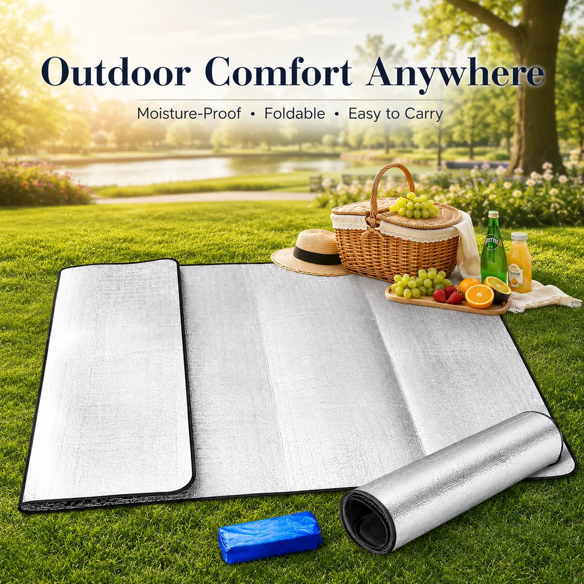 Waterproof Picnic Mat Canada Double-Sided Aluminum Foil Moisture-Proof Camping Ground Sheet for Outdoor Travel