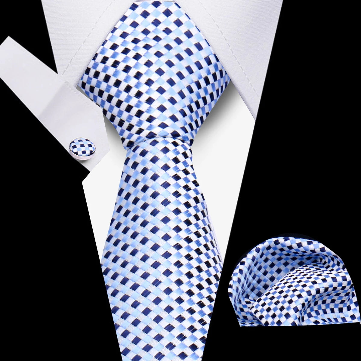 Men’s Business Necktie Set Canada Classic Plaid Cufflinks Handkerchief for Suit Wedding High-Quality 3PCS Tie Set Formal Gravata