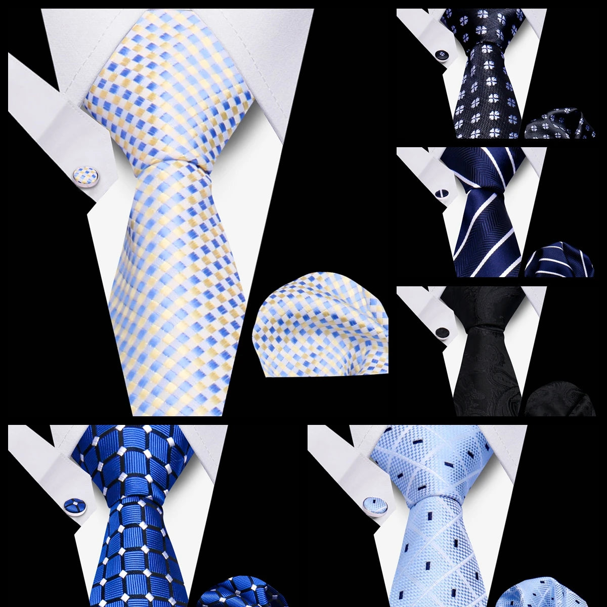 Men’s Business Necktie Set Canada Classic Plaid Cufflinks Handkerchief for Suit Wedding High-Quality 3PCS Tie Set Formal Gravata