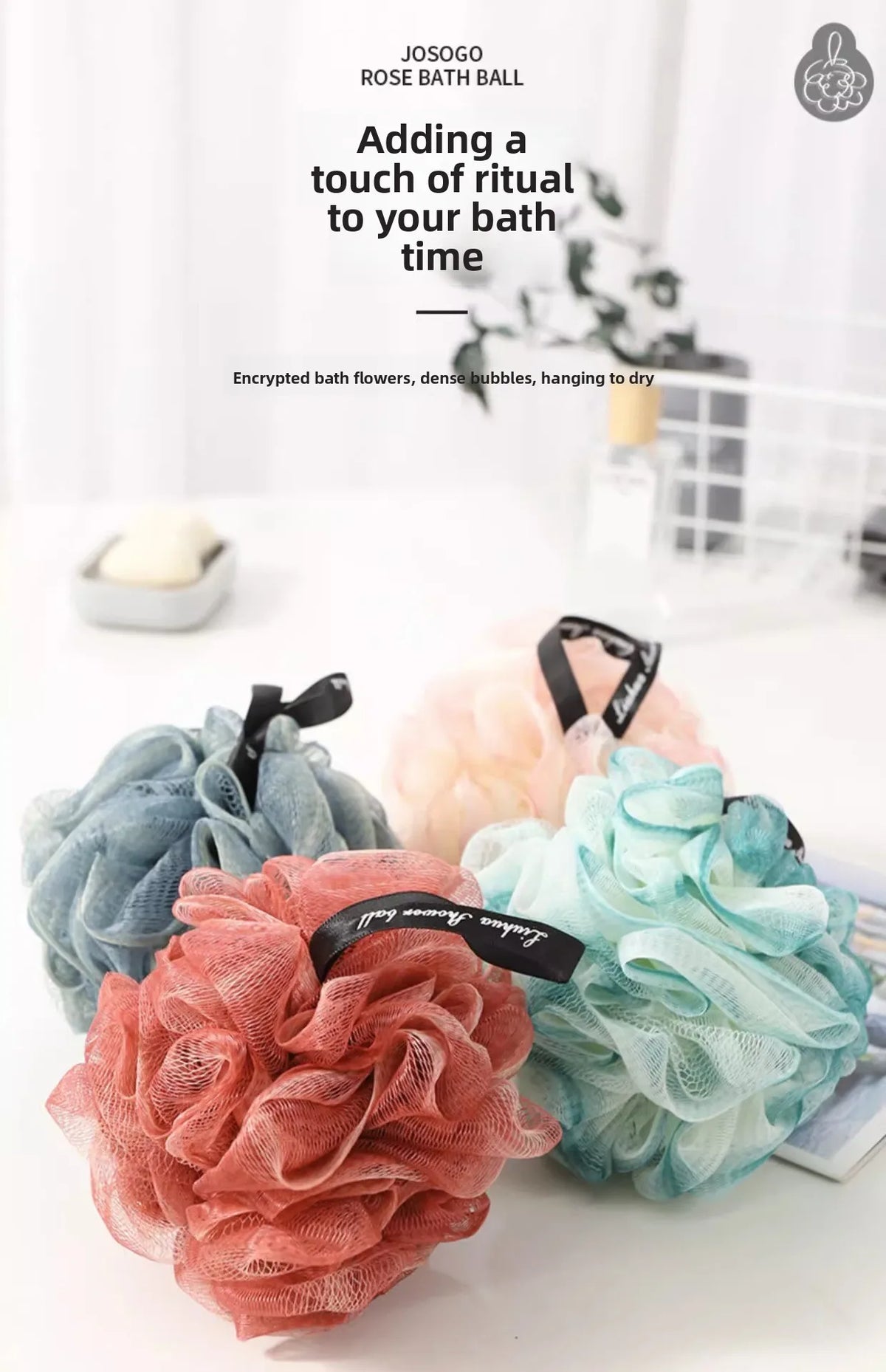 1/3PCS Durable Loofah Bath Sponge USA No-Loose-Petals Premium Body Shower Ball for Women’s Daily Bathing & Bathroom Use