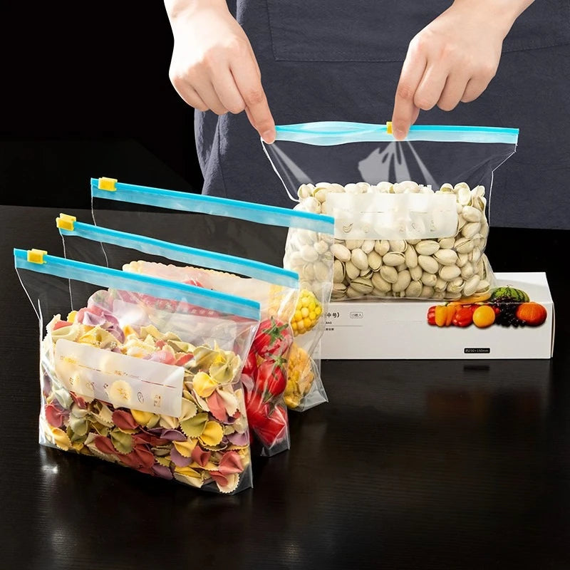Zip Lock Food Storage Bags Canada Thick Reusable Freezer Bags for Fridge Microwave Safe Organizing, 3 Sizes