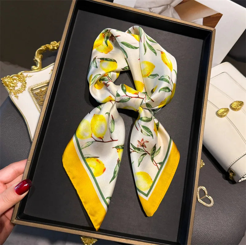 Print 70cm Silk Satin Headscarf Canada Women Luxury Design Neck Tie Scarf Hair Hand Wrist Foulard Shawl Bandana