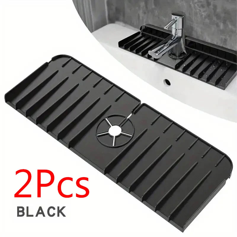 Silicone Faucet Mat Dish Soap Sponge Holder Sink - USA - Kitchen Countertop Drying Mat Bathroom Kitchen Sink Splash Guard Drain Pad