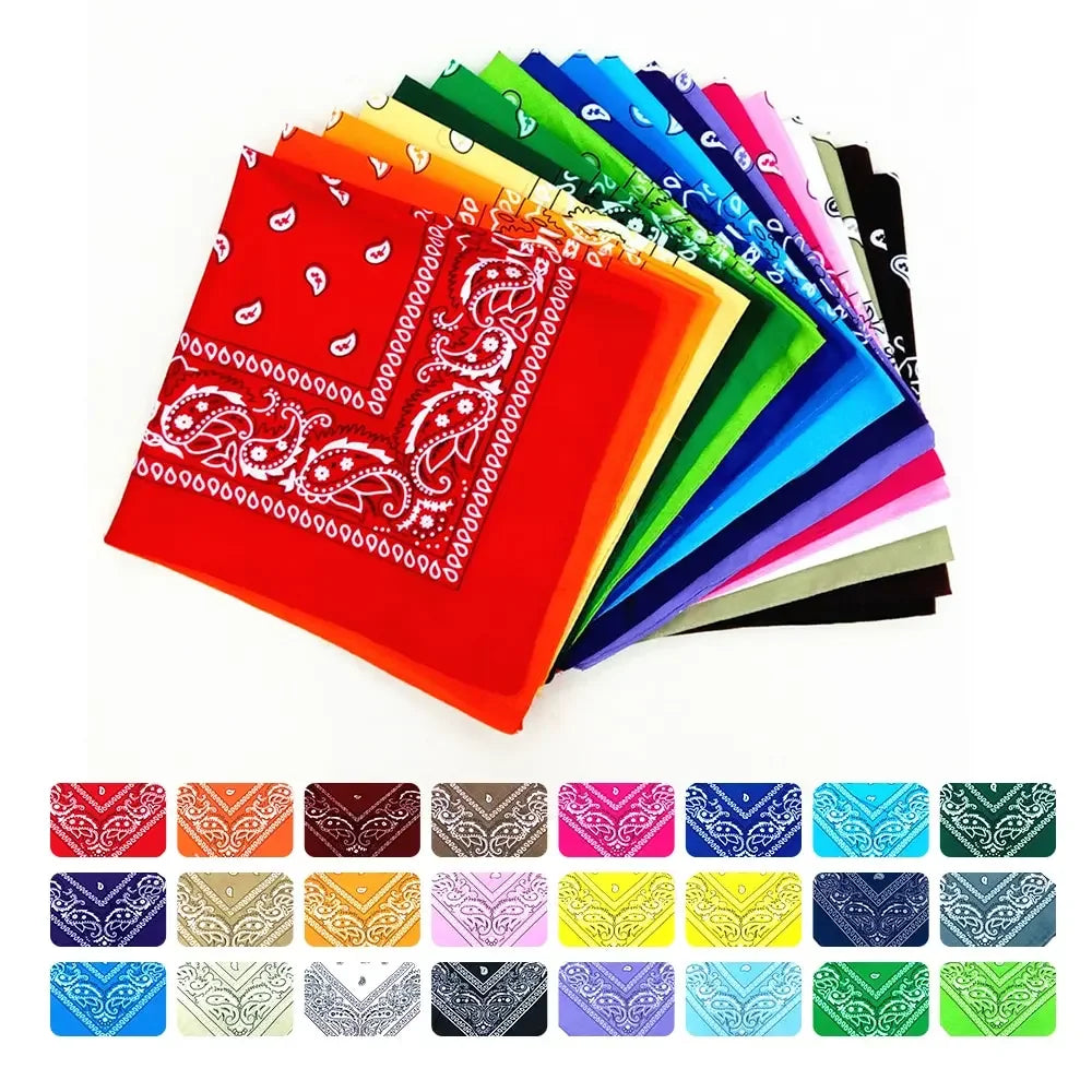 10pcs  Fashion Hip Hop 100% Cotton USA Bandana Square Scarf 55cm*55cm Paisley Headband Printed For Women/Men/Boys/Girls