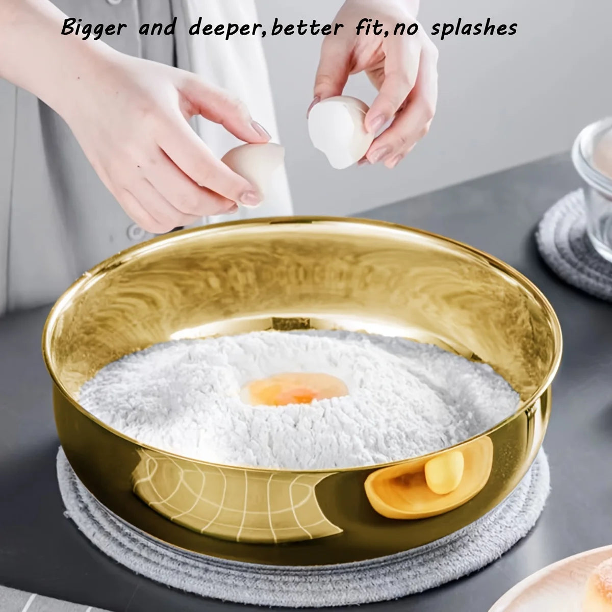 Golden Stainless Steel Mixing Bowl Canada Corrosion-Resistant Bowl for Kneading Dough, Eating Noodles & Washing Vegetables
