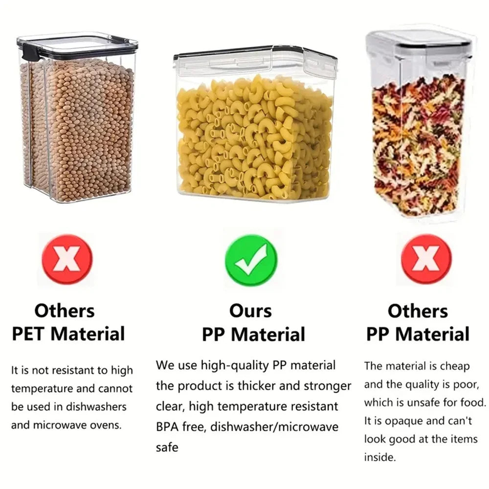 7PCS Kitchen Food Containers Set USA BPA-Free Plastic Airtight Storage Boxes with 10 Stickers & Pen