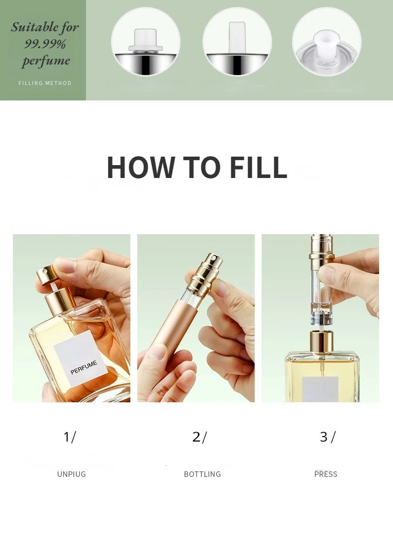 10ml 5ml USA Mini Bottom Filling Perfume Spray Dispenser Bottles Cosmetic Refillable Spray Atomizer Portable Liquid Container Bottle