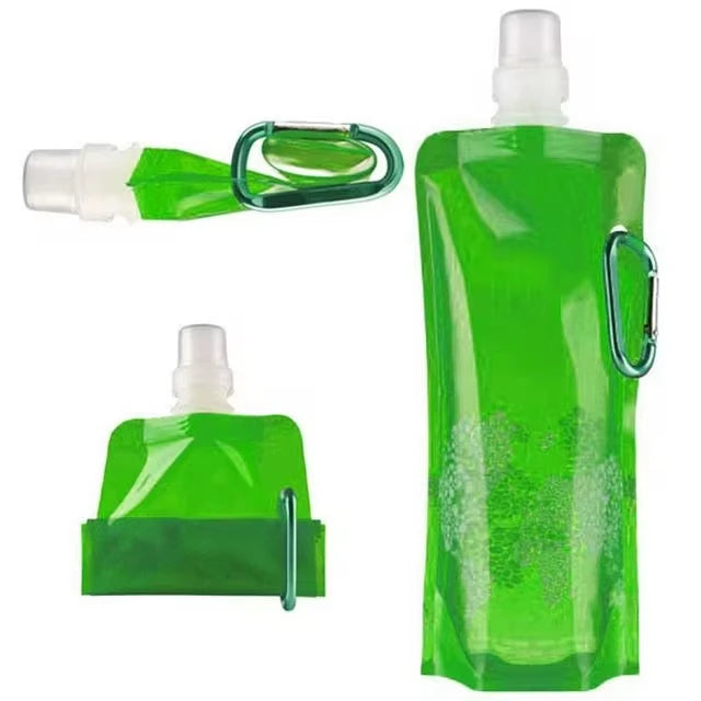 500ML USA Portable Ultralight Foldable Silicone Folding Water Bottle Water Bag Outdoor Sport Supplies Hiking Camping Soft Flask Bag