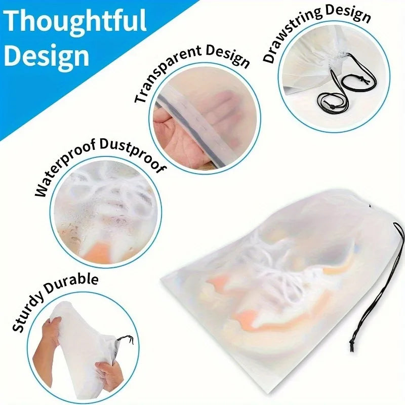 5PCS Clear Drawstring Shoe Bags Canada Waterproof & Dustproof Portable Travel & Packing Storage Solution for Men & Women