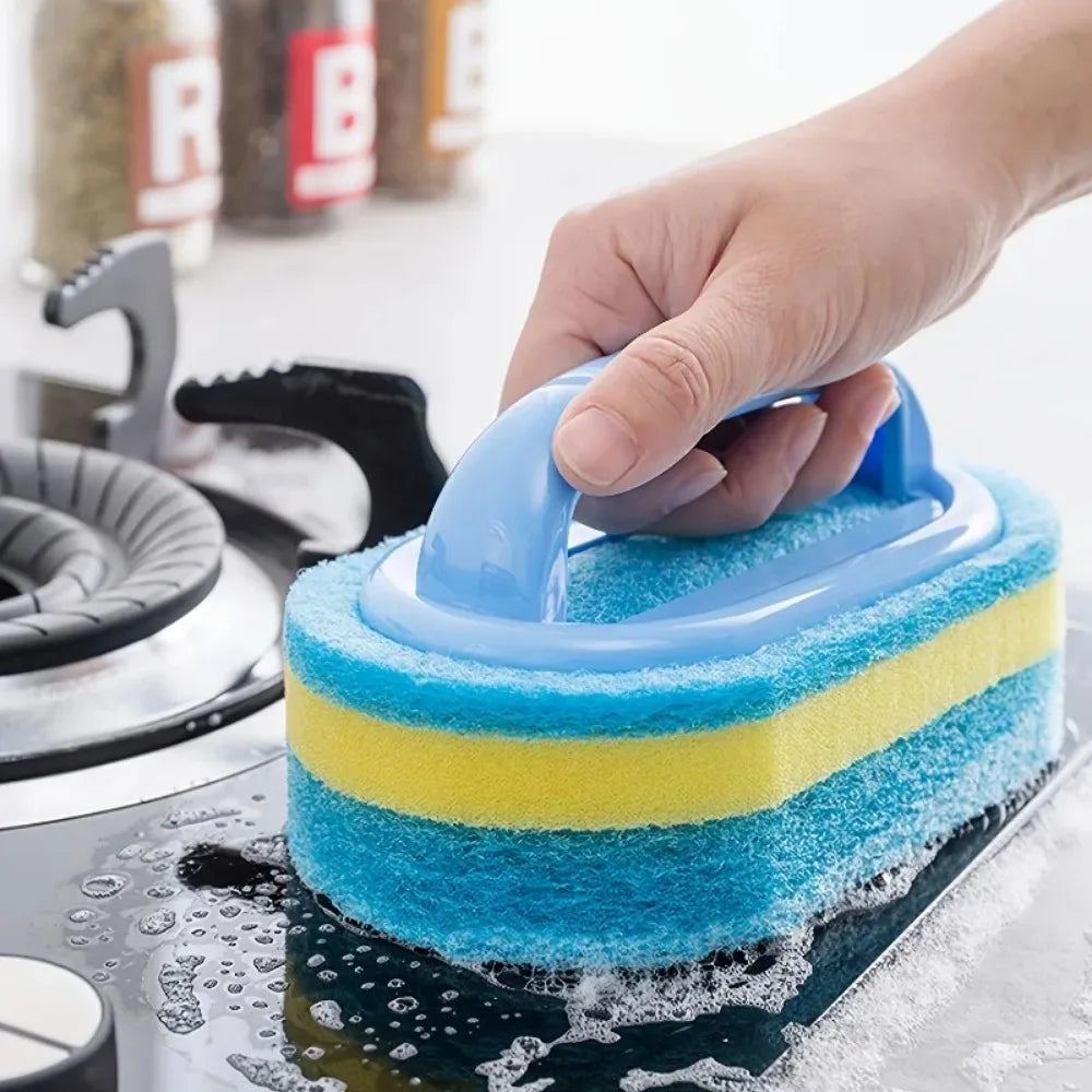 Household Cleaning Brush with Handle Canada Dish Soap Bathroom Kitchen Tub Thick Scrubbing Sponge Durable Cleaning Tool Accessories Home