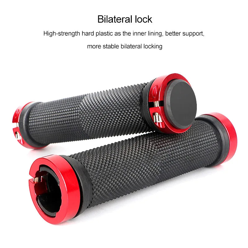 Bicycle Handlebar Grips USA Rubber Bilateral Lock-On Non-Slip MTB Mountain Bike Grips, Cycling Bike Accessories