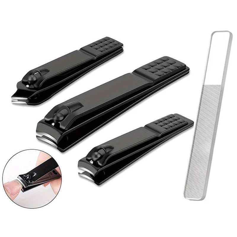 1/3/4 PCS Black Stainless Steel Nail Clippers Canada with Nano Glass File Polishing Nail File Manicure Tool Set
