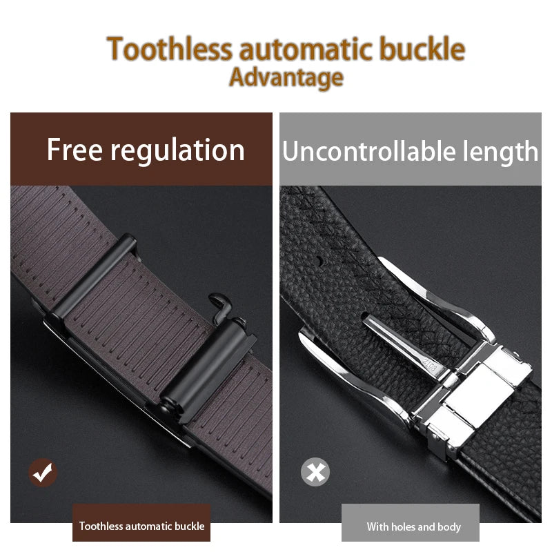 Men's Leather USA Belts Fashion Automatic Buckle Cowskin Male Belts Luxury Designer Black belt 105-160cm Plus Size Jeans Belt