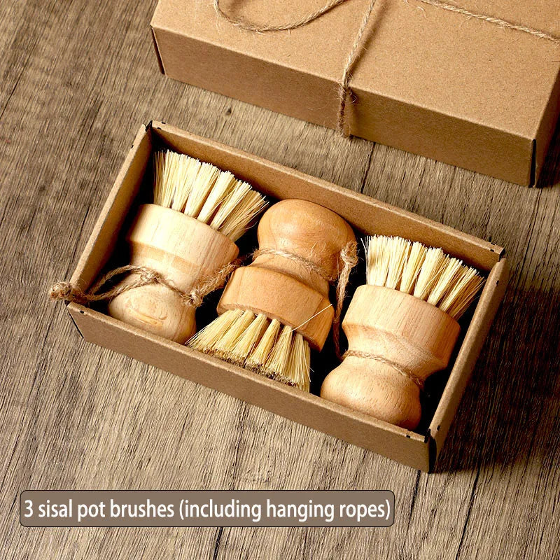Kitchen Dishwashing Brush Does Not Damage the Pot, Coconut Brown Dishwashing Brush, Kitchen Cleaning Sisal Pot Brush